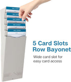 Flexzion Time Card Holder Wall Mount Rack 5 Pocket Slots Expandable Stacking Compatible with 7" inch Cards Pyramid Series 2000 6000 Attendance Payroll Recorder for Office Punch In Clock Out (Beige)
