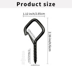 10PCS Eye Screw Hooks for Hanging Heavy Duty with Safety Buckle.Metal Ceiling Hooks for Hanging Plants,Cup,Wind Chime,Bird Feeders,String Lights at Indoor&Outdoor,2.36 Inches Black