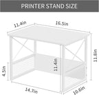 Printer Stand for Desk, Desktop Printer Stand Shelf Organzier for Home Office, for Above and Under Desk, Fax Machine Copier Scanner, White