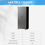 Greenvelly Metal Storage Cabinet with Wheels, 73" H Garage Storage Cabinet with 4 Adjustable Shelves and Locking Doors, Garage Rolling Storage Cabinets for Home, Warehouse, Garage, Black