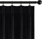 MIULEE Pinch Pleated Black Velvet Blackout Curtains 94 inches Long, Thermal Insulated Pinch Pleat Drapes with Hooks, Luxury Halloween Window Panels for Bedroom Living Room, 2 Panels