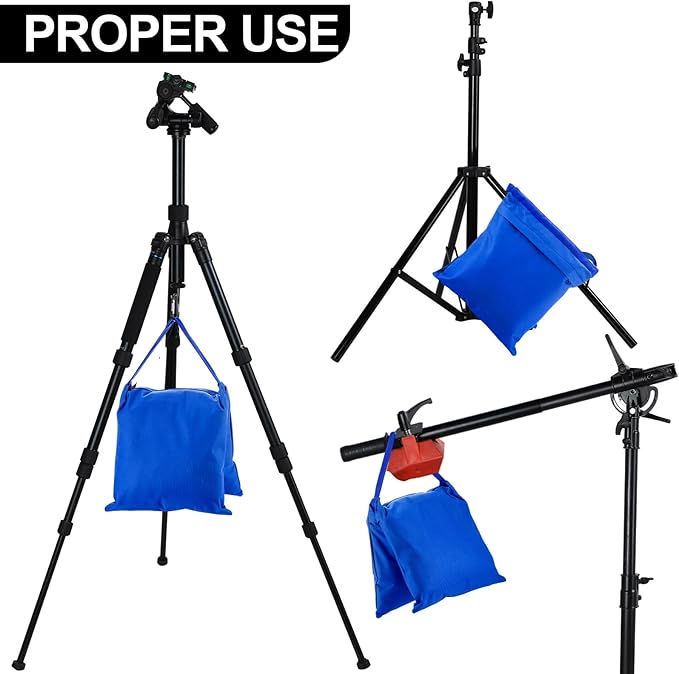 Jerify 12 Packs Photography Weight Bags Photo Studio Filled Weight Bag Empty Heavy Sandbag Set for Photography Tripod Stand Light Stand Sports Outdoor Photo Video Studio Boom Brackets (Blue)