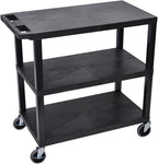 Luxor EC222-B Multipurpose Utility Cart, 32" x 18", 1.62" Thick Flat Shelves, Ergonomic Push Handle, 4" Full-swivel Casters, Locking Brake, 300 lbs Max Capacity, Black