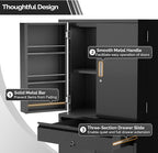 VINGLI Metal Storage Cabinet with 4 Doors & 1 Drawer, 71'' Steel Locking Cabinet with 6 Door Hanging Shelves and Adjustable Shelves for Garage, Warehouse, Home Kitchen, Dining Living Room (Black)