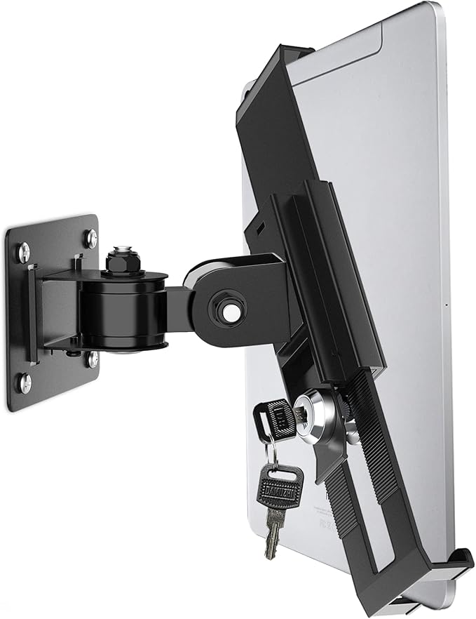 iPad Wall Mount, Security Anti-Theft Tablet Wall Mount Holder with Lock and Keys, 360° Swivel iPad Pro Mount, Compatible with 7-11 Inch Tablets (iPad, Galaxy Tab, Slate, Fire) – Black