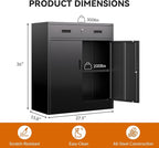 BESFUR Metal Storage Cabinet with Lockable Drawer and 2 Lockable Doors, 36"H Black Metal Cabinet with Adjustable Shelf, Locking Storage Cabinet for Home Office, Garage,School, Warehouse, Utility Room