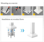 Metty Metal Handrails for Outdoor Steps Suitable for 1 to 5 Steps- Wrought Iron Stair Railing- Step Steady with 5 Feet Handrailing- Safe Indoor Home Banisters (White-Straight, 5 Step)