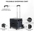 Utility Cart Foldable Shopping Cart Book Storage Cart, with Stair Climbing Wheels and Telescopic Handle, Ideal for Outdoor Home Use and Teacher/Student Book Storage.(Black, Small)