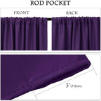 PONY DANCE Kitchen Blackout Curtains - Home Decoration Light Block Curtain Drapes Window Coverings Short Drapes with Rod Pocket for Bedroom, 42-inch by 45-inch, Royal Purple, 2 Panels