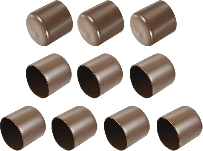 uxcell 10pcs Rubber End Caps 43mm ID Vinyl Round End Cap Cover Screw Thread Protectors Brown