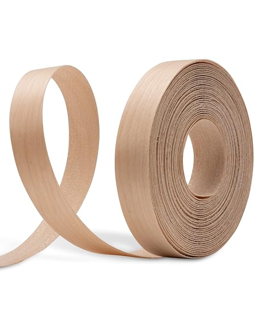 Birch Edge Banding 3/4 inch x 25 ft Real Wood Veneer Plywood Edge Banding Iron-on Pre-glued Veneer Edging Tape for Cabinet Repairs Furniture Restoration