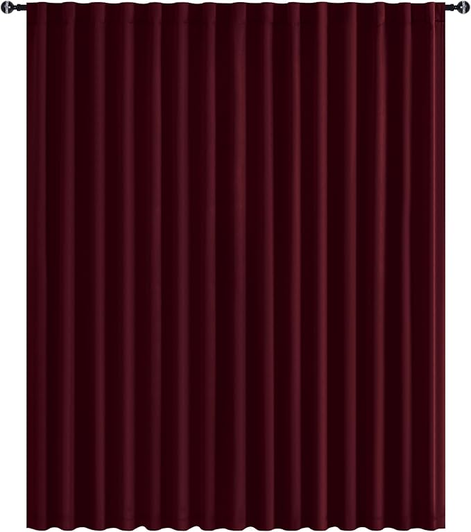 Hiasan Christmas Privacy Room Divider Patio Sliding Door Curtain Extra Wide Blackout Thermal Insulated Curtains with Back Tab & Rod Pocket for Bedroom Partition Living Room (120 x 96 Inches, Burgundy)
