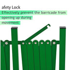 GYMTIME Industrial Expandable Metal Barricade, 16 Feet, Green, Folding Security Gate Safety Barrier with Casters, Flexible Mobile Barrier Gate, Adjustable Traffic Fence