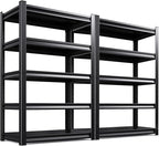 5-Tier Garage Shelving Heavy Duty, Adjustable Metal Shelving Unit, 2500LBS Garage Storage Shelves, Easy Assembly Steel Shelving, Utility Storage Rack Shelf for Warehouse, 72”H*35.4”W*12”D, 2 Pack