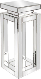 Howard Elliott Small Silver Mirrored Pedestal Accent Table for Home Decoration, Mirrored Finish Design End Table for Bedroom, Entryway or for Any Room, 12 x 12 x 28 Inches