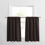 PONY DANCE Small Curtains - Rod Pocket Window Treatments Noise Reduction and Privacy Protection Curtain Tiers, 42"W X 30"L, Chocolate Brown, Set of 2