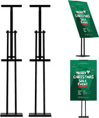 ONCEMORE Heavy Duty Sign Stand, Floor Poster Board Stand, Adjustable Metal Sign Holder Height Up to 60 Inches and 180° Rotation Display Standing Pedestal for Board & Foam, Black 2 Pack