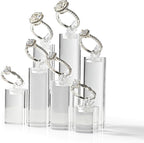 Oirlv Acrylic Jewelry Display Stand Ring Showcase Display Holder 7 PCS Rings Stand (Transparent)