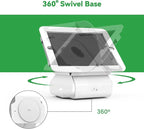 Kiosk POS Tablet Stand Compatible with 10.2 inch iPad 7 8 9 Generation, Business Desktop Retail Tablet Stand with 360° Swivel Base, Metal, White, PSC101WT