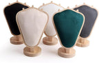 Natural Body Wood Necklace Display Stand with Green Flannelette Soft Mat Necklace Holder Organizer Desktop Stand for Home Store Dresser-4.45"x8.4"x12"