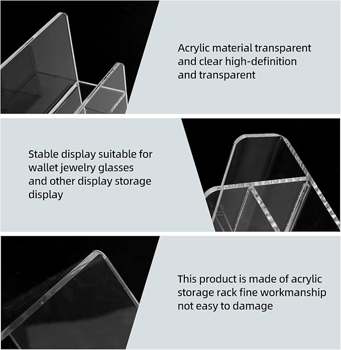 Acrylic Wallet Display Stand Purse Handbag Organizer, Clear Jewelry Riser Display Stand Purse Display Rack, Acrylic Display Shelf for Cosmetic Perfume Jewelry Sunglasses Handbag (2 PCS-6 Tier)