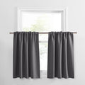 PONY DANCE Grey Short Window Curtains for Kitchen 30 inch Long, 2 Panels Set Half Window Drapes for Bedroom Basement, Blackout Small Curtains for Travel Trailers, Width 42 x Length 30 inches