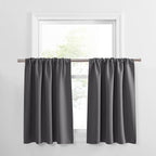 PONY DANCE Grey Short Window Curtains for Kitchen 30 inch Long, 2 Panels Set Half Window Drapes for Bedroom Basement, Blackout Small Curtains for Travel Trailers, Width 42 x Length 30 inches