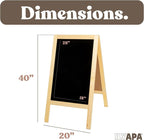 Ilyapa Wooden A-Frame Sign with Eraser & Chalk - 40 x 20 Inches Magnetic Sidewalk Chalkboard – DIY Menu Display for Restaurant, Business Or Wedding