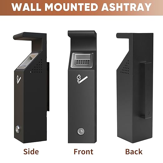 lukar Wall Mounted Trash Receptacle with Lock, Commercial Trash Can Collector Container for Yard, Garden, Office, Restaurant, Hotel, Bar