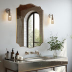 ANDY STAR Bathroom Vanity Mirror, 24x36 Irregular Wall Mirror, Gold Antique Mirror for Bathroom, Asymmetrical Mirror in Anti-Rust Stainless Steel Metal Frame, Wall Mount Horizontal or Vertical