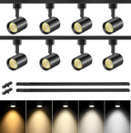 VANoopee 5-Color 8-Light LED Track Lighting Kit with 6.6FT H Type Track Lighting Rail, LED Track Light Heads Dimmable Modern Kitchen Track Lighting Fixtures Ceiling Spotlight, CRI90+ 10W 800lm Black