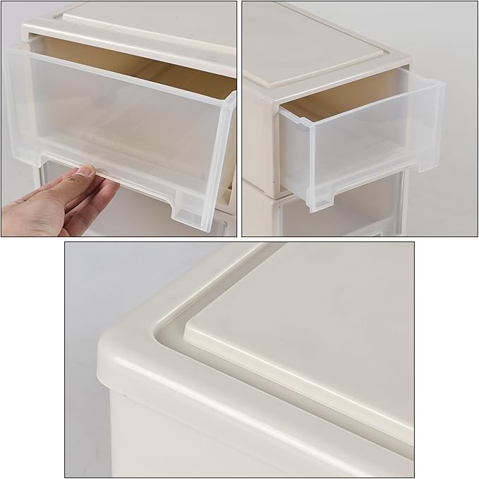 4 Pack Plastic Stackable Chest Storage Drawer Bins, 12 Quart Stacking Drawer Unit