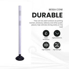 BESEA 8PCS 48" Traffic Delineator Posts with Detachable Base & High-Visibility Reflective Collars,White Durable Flexible Safety Cones for Work Zones, Parking Lots, and Roadways