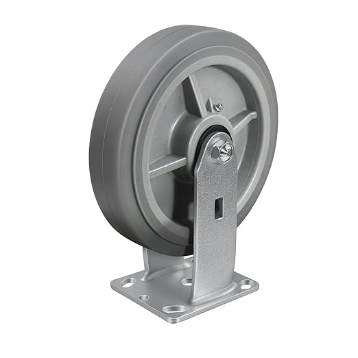 8'' × 2'' Caster Wheel, Heavy Duty Industrial Caster, Rubber Wheels with Roller Bearing, Load 1000lbs per Casters for Cart Dolly Toolbox Trolley (1 Rigid)