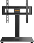Perlegear Universal Swivel TV Stand Base for 32–70 inch TVs, Height Adjustable Table Top TV Stand with Tilt, Tempered Glass Base, Holds up to 88 lbs, VESA 400x400mm