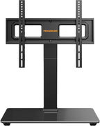 Perlegear Universal Swivel TV Stand Base for 32–70 inch TVs, Height Adjustable Table Top TV Stand with Tilt, Tempered Glass Base, Holds up to 88 lbs, VESA 400x400mm