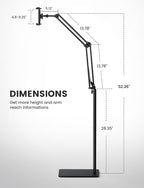 Lamicall Tablet Floor Stand Holder - [55" Height Adjustable][ Flexible Arm] Multi Angle Tablet Holder, 5lb Weighted Base Bed Mount for 4.7-13" Devices, iPad Pro Air Mini, Kindle, Tabs, E-Readers