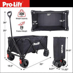 Pro-Lift Collapsible Folding Wagon– Beach Cart Large Capacity, Heavy Duty Folding Wagon Portable, for Outdoor Sports, Grocery, Camping, Shopping, Garden, Sports, Load up to 330LBS