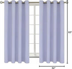 BGment Room Darkening Curtains 63 Inches Long - Grommet Thermal Insulated Drapes Window Treatment Curtains for Bedroom, 2 Panels, 52 x 63 Inch, Lavander