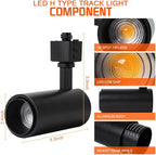 12W Zoomable Track Light Heads,H Track Lighting Heads,15°- 60° Beam Angle Track Lights for Accent Retail,Office, Artwork, 110V Bright Black Track Head 3000K - 4 Pack (Black)