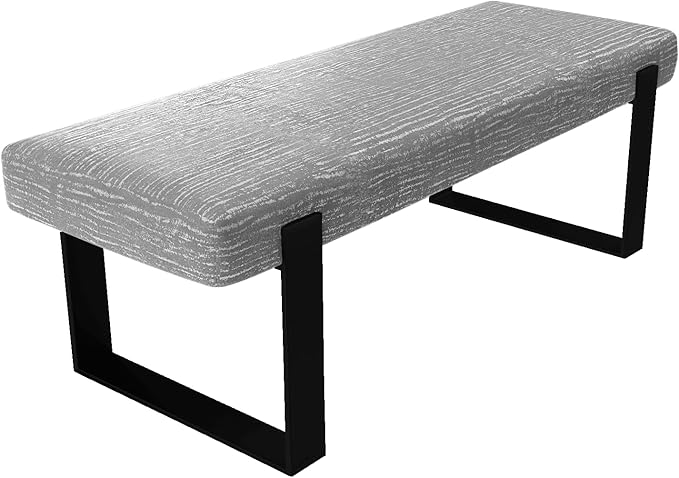VANT Upholstered Bed Bench - Metallic Silver - Matte Black - Contemporary Modern, Bedroom Bench Seat, Hallway, or Entryway