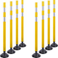 8 Pack Traffic Delineator Post Cones, High Visibility 3M Reflective Tapes, Flexible Spring Post with Detachable Base, for Highway Road Safety, Garage, Parking Lot (Yellow, 48")