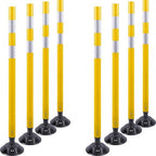 8 Pack Traffic Delineator Post Cones, High Visibility 3M Reflective Tapes, Flexible Spring Post with Detachable Base, for Highway Road Safety, Garage, Parking Lot (Yellow, 48")