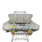 Shopping Cart Cover for Baby boy Girl, Multi-in-1 Cart Covers for Babies, Soft Padded Infant High Chair Cover, Machine Washable, Grocery cart seat Cushion Cover Grey Leaves
