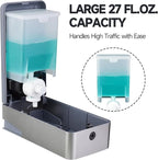 27oz (800 ml) Manual Wall Mounted Soap Dispenser, Ideal for Commercial Bathrooms Restaurants Hotels, Use with Liquid Hand Soap Shampoo, ABS Silver