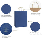 BagDream Navy Blue Gift Bags 13x7x17 50Pcs Large Kraft Paper Shopping Bags with Handles Bulk, for Party Favor, Retail, Merchandise, Grocery, Recycled Paper Sacks