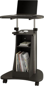 Techni Mobili Sit-to-Stand Rolling Adjustable Height Laptop Cart with Storage, Graphite, 22 x 16 x 46