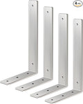Floating Shelf Bracket Stainless Steel 12 Inch, 4 Pack Heavy Duty Shelf Brackets, Wall Shelf Bracket for DIY Decorative with Mounting Hardware