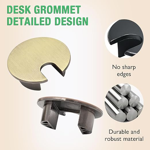 1 Pcs Desk Grommet 1-3/8" / 35 mm, Desk Cord Hole Cover, Cable Grommet Metal Zinc Alloy Materilal, Desk Hole Grommet for Home & Office Pc, Detachable Cable Cord Organizer-Flat Black