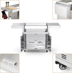 Stainless Steel Grill Cart for Hygrill 4-Burner Built-In Gas Grill, Outdoor Kitchen Island with Foldable Side Shelves and Storage Cabinet